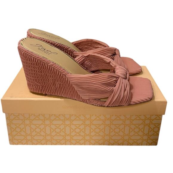 Jewel Badgley Mischka Hype Wedge Slide Sandal Women's 10 JW5032 English Rose NEW - Picture 2 of 7